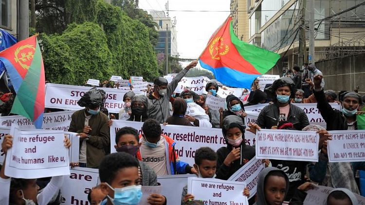 Eritrean refugees in Ethiopian capital protest insecurity at Tigray camps