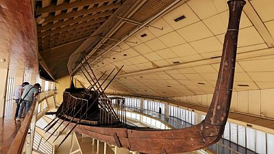 Egypt's ancient King Khufu's Boat is moved from Giza pyramids to a new home