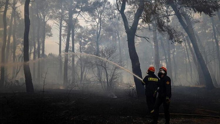 Las llamas arrasan la isla de Eubea en el sexto día de incendios forestales en Grecia