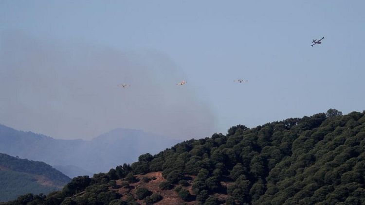 Strong winds, high temperatures fuel wildfire near Spanish resort
