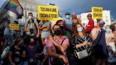 Hundreds protest against rise in homophobic attacks in Madrid