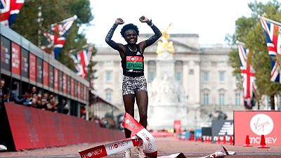 Athletics-Kenya's Jepkosgei wins elite women's race at London Marathon Athletics-Kenya's Jepkosgei wins elite women's race at London Marathon