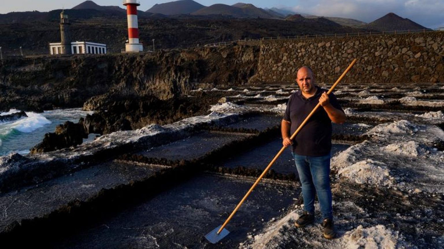 White turns black: volcanic ash darkens salt flats on Spain's La Palma
