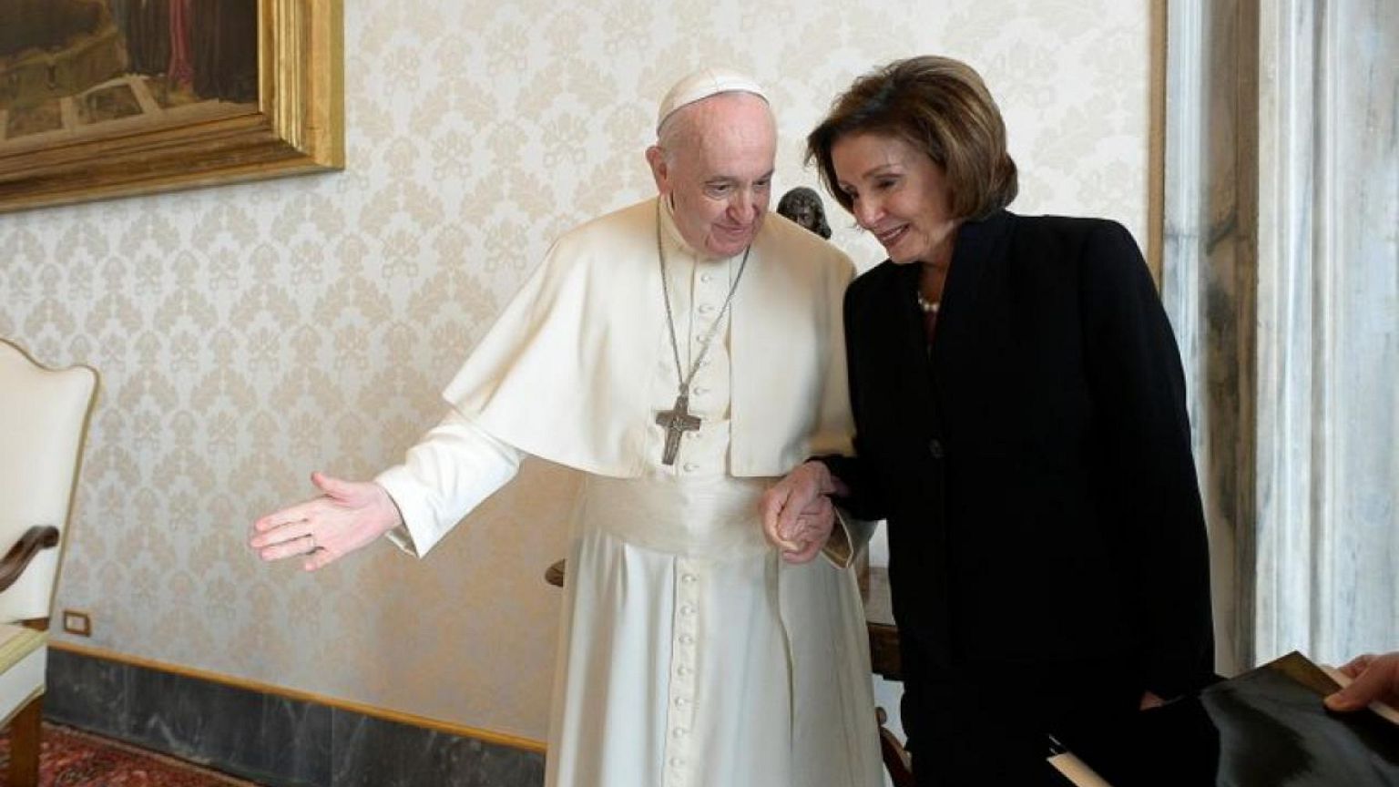 Pope meets Pelosi as abortion debate rages back home