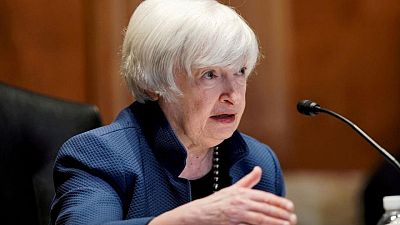 China's Vice Premier Liu He speaks with U.S. Treasury Secretary Yellen