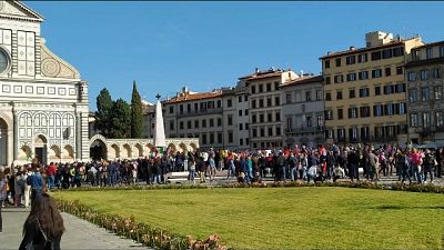 Raduno in Santa Maria Novella dopo rinuncia a fare un corteo Raduno in Santa Maria Novella dopo rinuncia a fare un corteo