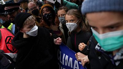 Thunberg joins London finance protest before climate summit
