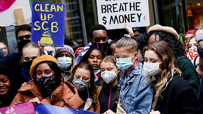 Thunberg joins London finance protest before climate summit Thunberg joins London finance protest before climate summit