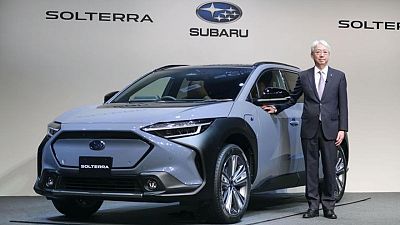 Japan's Subaru unveils first all-electric car, developed with Toyota Japan's Subaru unveils first all-electric car, developed with Toyota