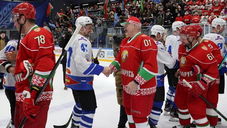 Lukashenko plays ice hockey as crisis sharpens on Belarus-EU border