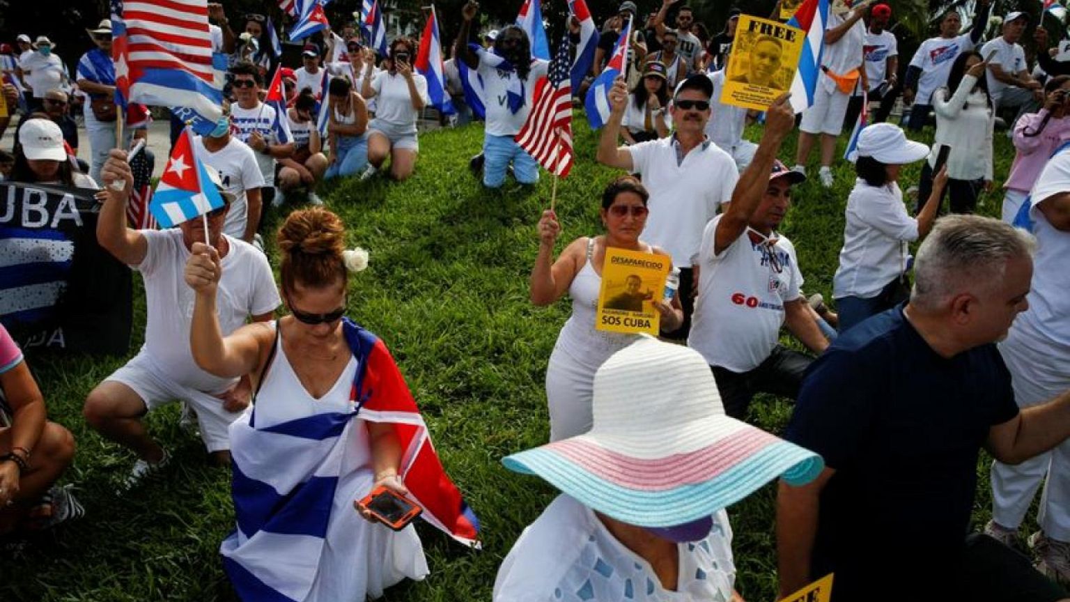 Cuban Americans rally in Miami to support dissidents who plan protests in Cuba