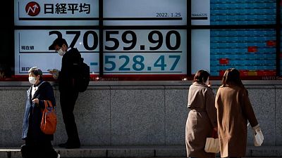 Asian shares slump as Powell warns on inflation
