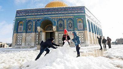 Los lugares sagrados de Jerusalén y Cisjordania amanecen cubiertos por la nieve