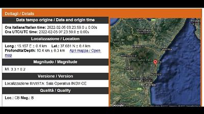 Ipocentro a Santa Venerina, sisma avvertito anche in altri paesi