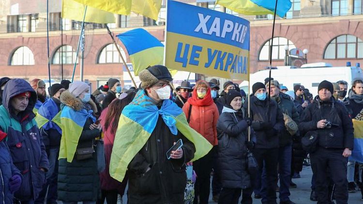 Thousands rally proclaiming 'Kharkiv is Ukraine' in city near Russian border