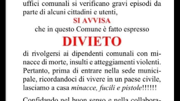 Sindaco Castelnuovo Daunia, già registrate violenze al personale