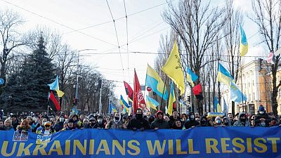 Thousands march in Kyiv to show unity against Russian threat Thousands march in Kyiv to show unity against Russian threat
