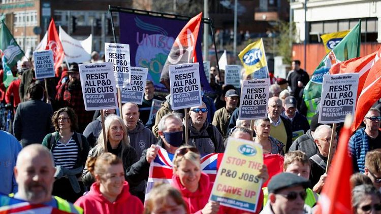 Protesters gather at UK ports after P&O sacks 800 ferry workers