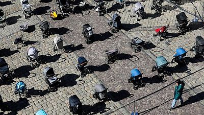 In Ukraine, empty strollers are a symbol of children killed in war In Ukraine, empty strollers are a symbol of children killed in war
