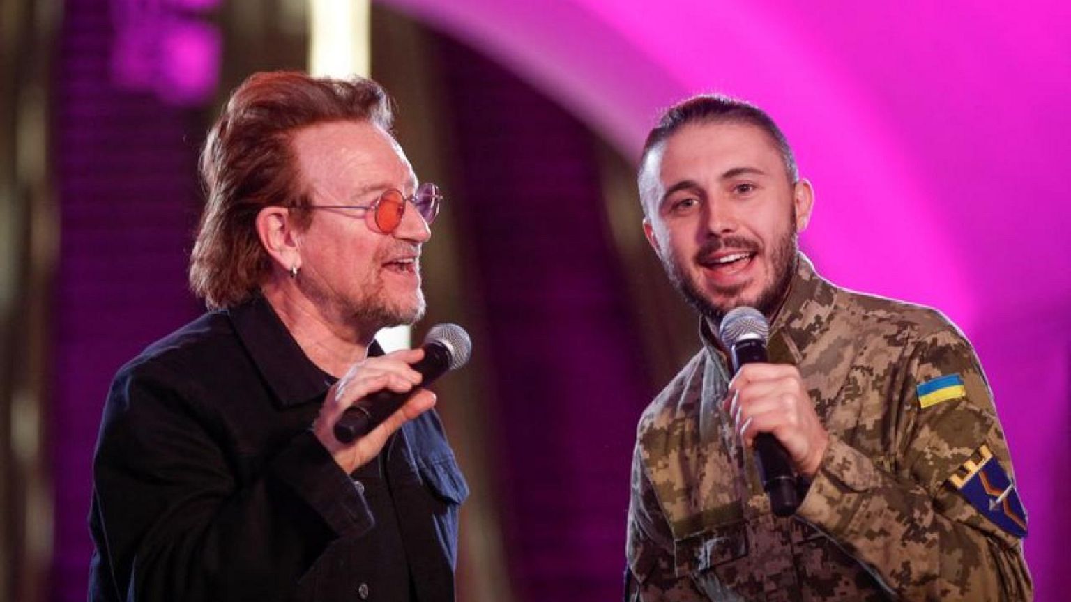 U2's Bono gives 'freedom' concert in Kyiv metro