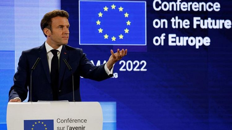 In wink to Ukraine, Britain, Macron suggests new European entity