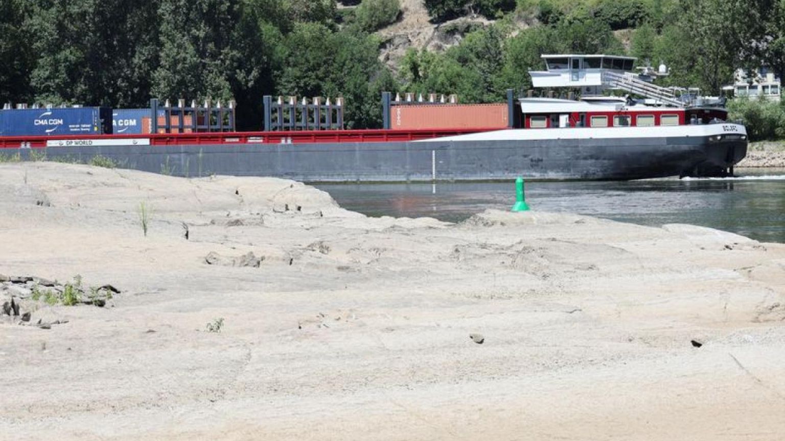 Rhine water level falls again in Germany, raising freight costs
