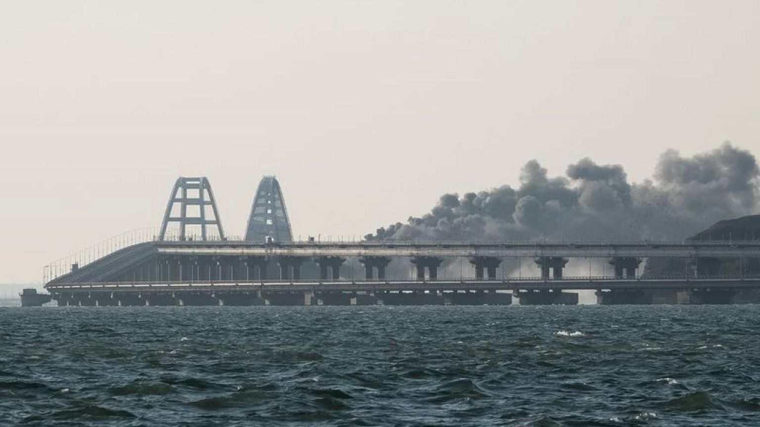 Explosion destroys part of Crimea bridge crucial to Russian war effort