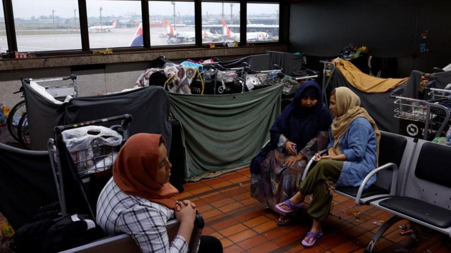 Afghan refugees camp out in Brazilian airport in search of new life