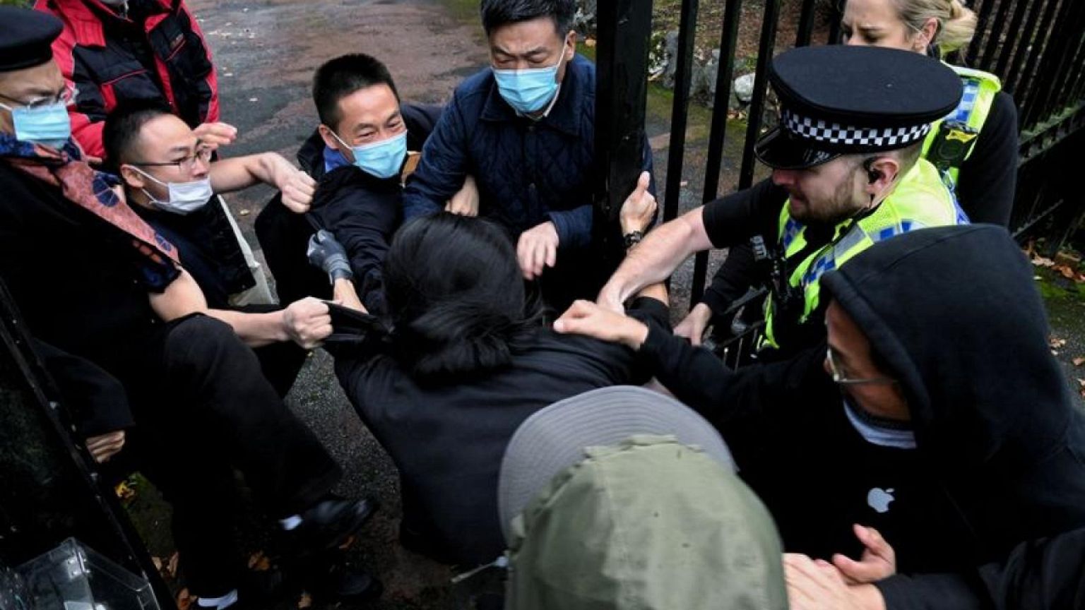 UK summons Chinese diplomat over beating of protester at consulate