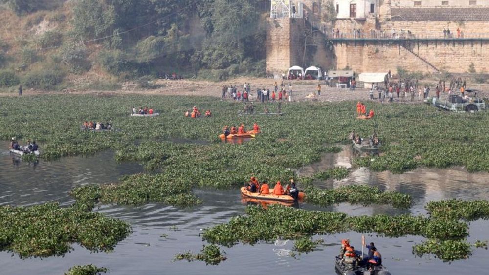 The death toll from the collapse of the bridge in India rises to 135, rescue operations continue