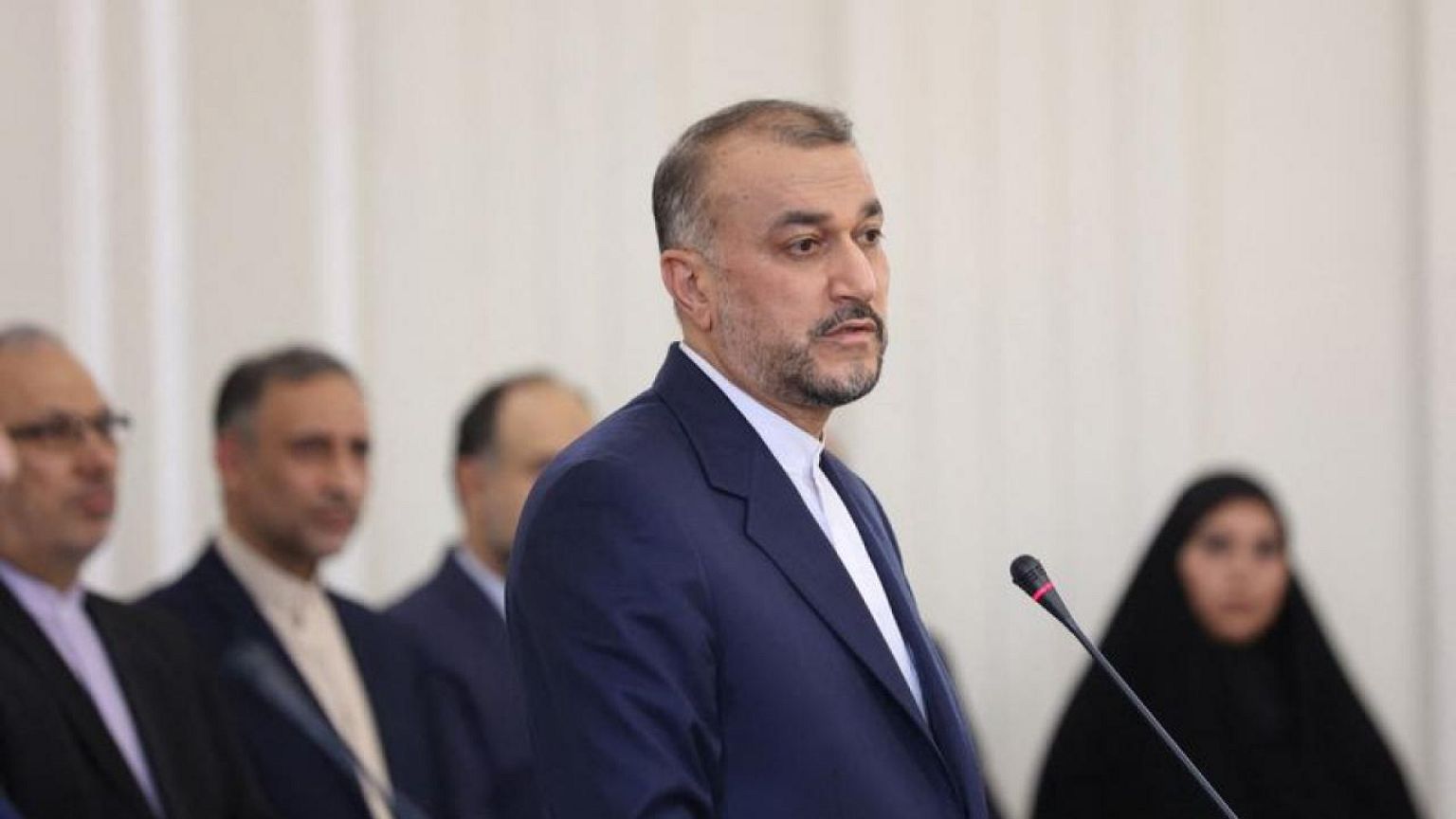 وزير الخارجية الإيراني حسين أمير عبد اللهيان يتهم إسرائيل وأجهزة مخابرات غربية بالتآمر لإشعال شرارة حرب أهلية في الجمهورية الإسلامية، 17 نوفمبر 2022.