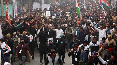 INDIA-POLITICA-CONGRESO:Gandhi pone fin en la nevada Cachemira a 135 días de marcha para reactivar su partido Congreso