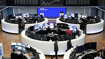 EUROPE-STOCKS:Tech leads gains in European shares, focus turns to ECB rate decision