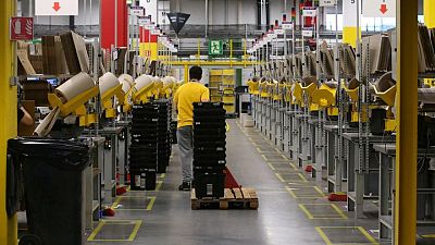 AMAZON-SPAIN-STRIKE:Amazon workers in Barcelona strike over warehouse closure