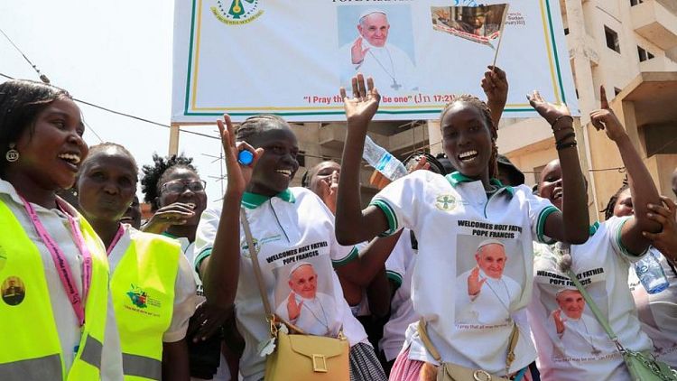 POPE-AFRICA:Pope arrives in volatile South Sudan for 'pilgrimage of peace'