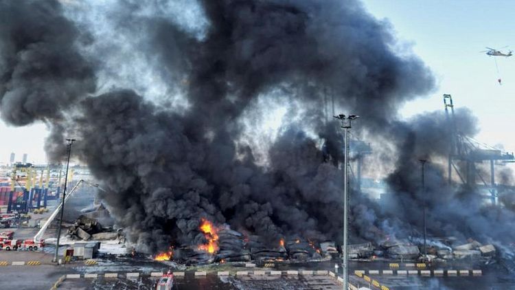 TURKEY-PORT-FIRE-SS5:سلطة الملاحة: السيطرة على حريق في ميناء إسكندرون التركي