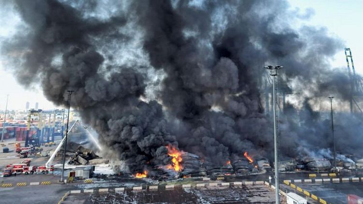TURKEY-QUAKE-ISKENDERUN-PORT-BLAZE:Blaze at Turkey's Iskenderun port under control -maritime authority