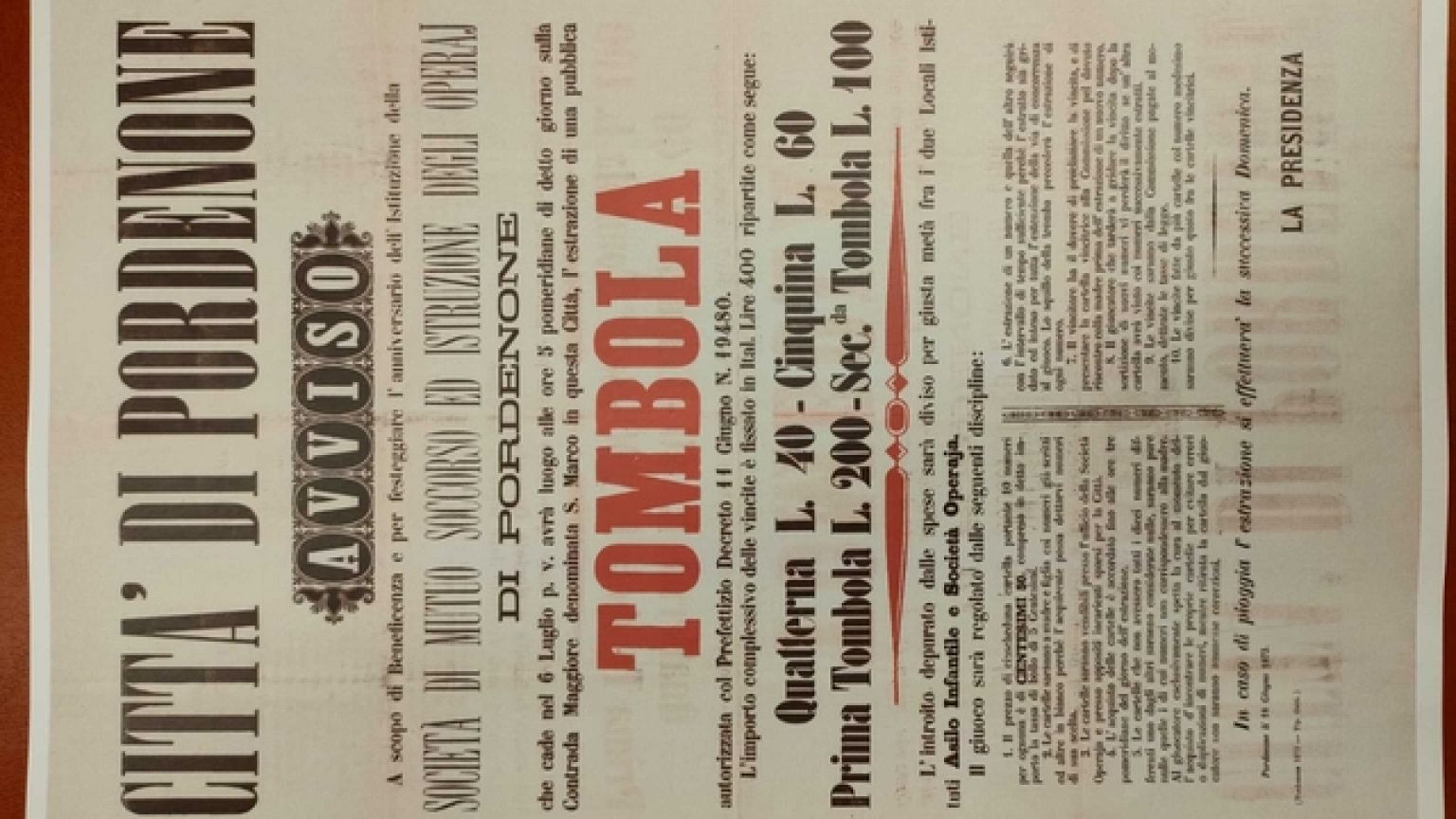 Iniziativa a Pordenone, nel 1873 il premio erano 400 lire